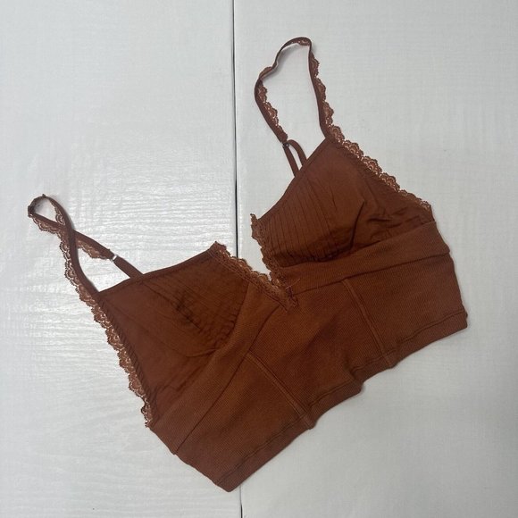 Free People Intimately Bralet Top Size XS Rust Brown Strappy Cami Cropped Bodice - Picture 7 of 9